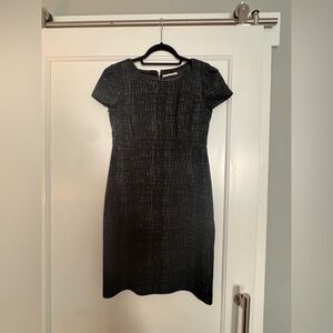 Tahari Black Textured Midi Dress